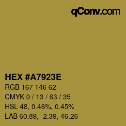 Color code: HEX #A7923E | qconv.com