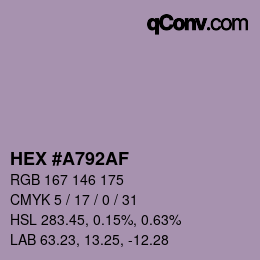 颜色代码: HEX #A792AF | qconv.com