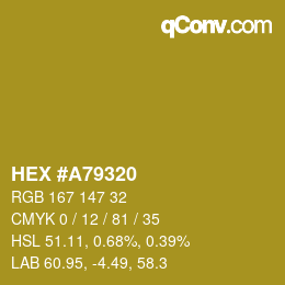 Color code: HEX #A79320 | qconv.com