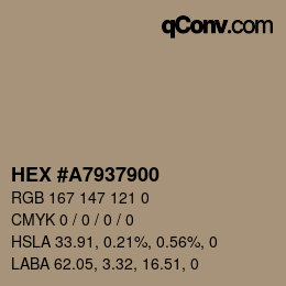 Color code: HEX #A7937900 | qconv.com