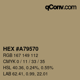 Color code: HEX #A79570 | qconv.com