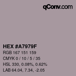 カラーコード: HEX #A7979F | qconv.com
