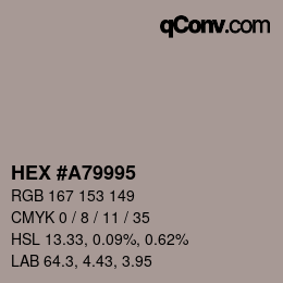 Código de color: HEX #A79995 | qconv.com