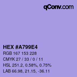 Farbcode: HEX #A799E4 | qconv.com