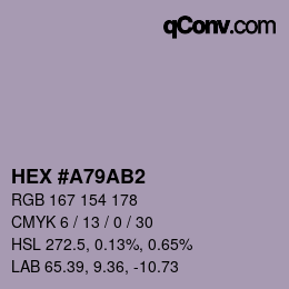 Color code: HEX #A79AB2 | qconv.com