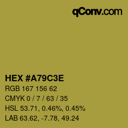 Color code: HEX #A79C3E | qconv.com