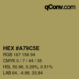 Farbcode: HEX #A79C5E | qconv.com