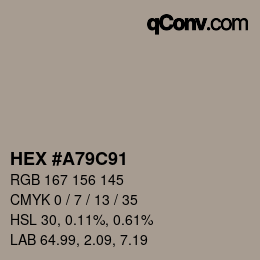 颜色代码: HEX #A79C91 | qconv.com