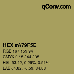 Farbcode: HEX #A79F5E | qconv.com