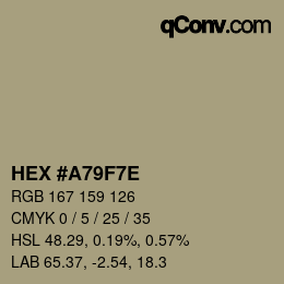 Color code: HEX #A79F7E | qconv.com