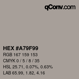 Código de color: HEX #A79F99 | qconv.com