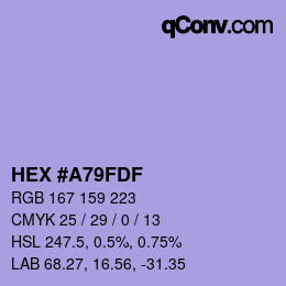 カラーコード: HEX #A79FDF | qconv.com