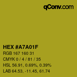 カラーコード: HEX #A7A01F | qconv.com