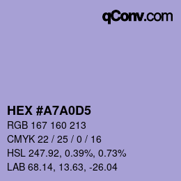 颜色代码: HEX #A7A0D5 | qconv.com