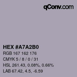 カラーコード: HEX #A7A2B0 | qconv.com