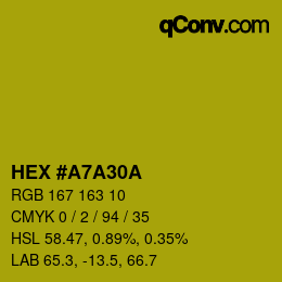 Color code: HEX #A7A30A | qconv.com