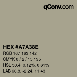 Color code: HEX #A7A38E | qconv.com
