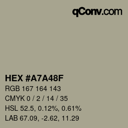 颜色代码: HEX #A7A48F | qconv.com