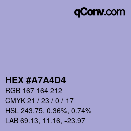 Código de color: HEX #A7A4D4 | qconv.com