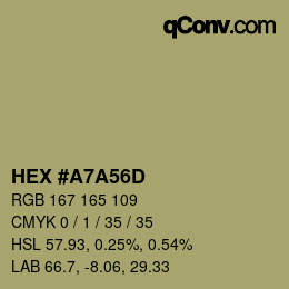 Color code: HEX #A7A56D | qconv.com