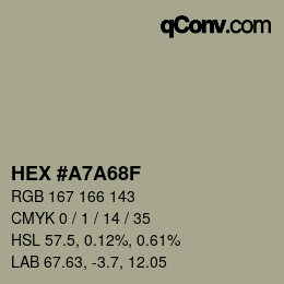 カラーコード: HEX #A7A68F | qconv.com