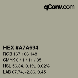 Farbcode: HEX #A7A694 | qconv.com