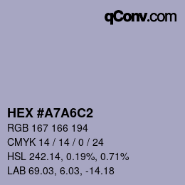 Color code: HEX #A7A6C2 | qconv.com