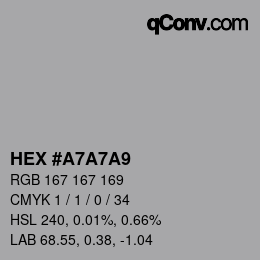 Color code: HEX #A7A7A9 | qconv.com