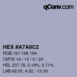 Color code: HEX #A7A8C2 | qconv.com