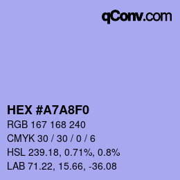 カラーコード: HEX #A7A8F0 | qconv.com