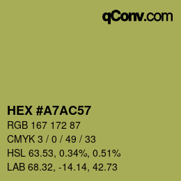 Color code: HEX #A7AC57 | qconv.com