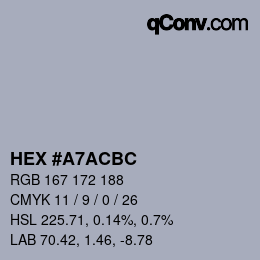 Color code: HEX #A7ACBC | qconv.com