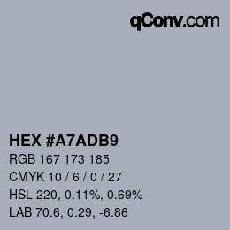 Farbcode: HEX #A7ADB9 | qconv.com
