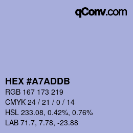 Color code: HEX #A7ADDB | qconv.com