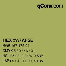 Farbcode: HEX #A7AF5E | qconv.com