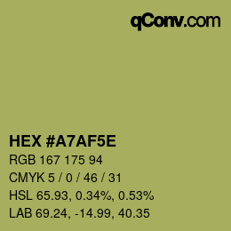 Color code: HEX #A7AF5E | qconv.com