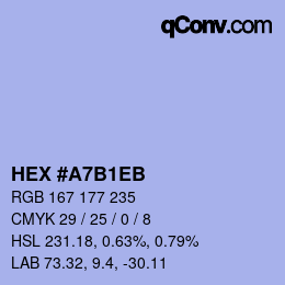 カラーコード: HEX #A7B1EB | qconv.com