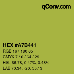Color code: HEX #A7B441 | qconv.com