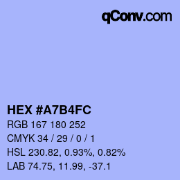 颜色代码: HEX #A7B4FC | qconv.com
