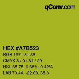 Code couleur: HEX #A7B523 | qconv.com