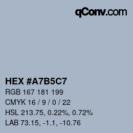 颜色代码: HEX #A7B5C7 | qconv.com