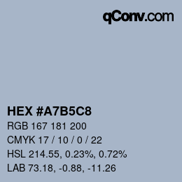 Color code: HEX #A7B5C8 | qconv.com
