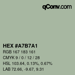 Color code: HEX #A7B7A1 | qconv.com