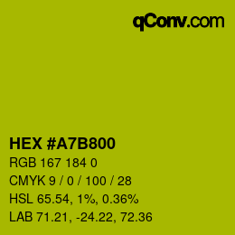 Color code: HEX #A7B800 | qconv.com
