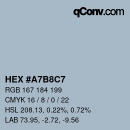 カラーコード: HEX #A7B8C7 | qconv.com