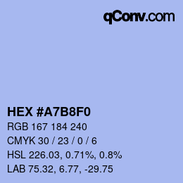 Color code: HEX #A7B8F0 | qconv.com