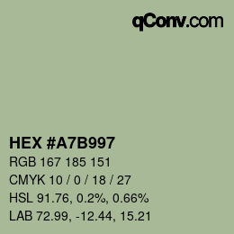 カラーコード: HEX #A7B997 | qconv.com