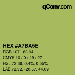 カラーコード: HEX #A7BA5E | qconv.com
