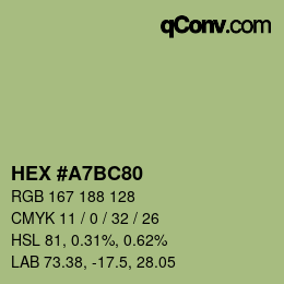 Código de color: HEX #A7BC80 | qconv.com