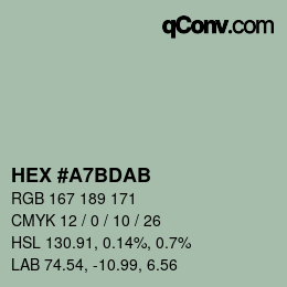 Color code: HEX #A7BDAB | qconv.com